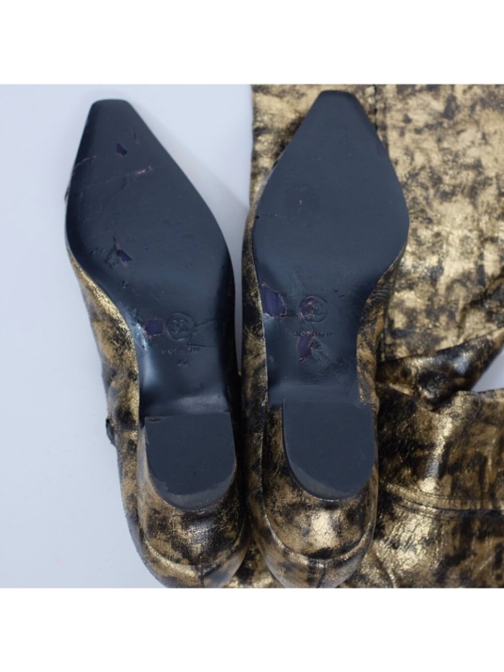 CHANEL Fall 2018 thigh high boots shoes gold 42 US 12 - Picture 13 of 13